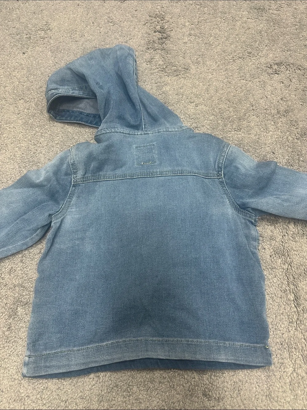 Kids Hooded Denim Pullover Jacket - Light Blue